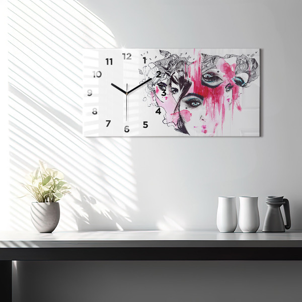 Horizontale Uhr mit motiv Viele Gesichter Abstrakt