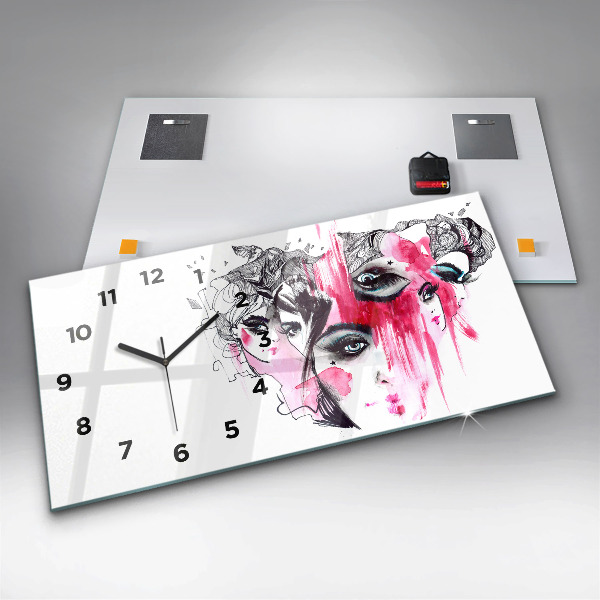 Horizontale Uhr mit motiv Viele Gesichter Abstrakt