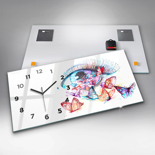 Horizontale Uhr Farbige Augen Schmetterlinge