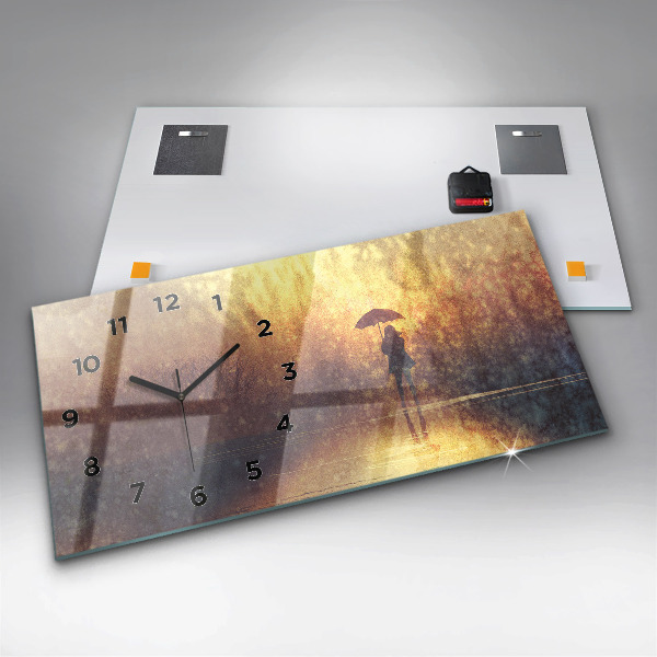 Horizontale Uhr mit motiv Frau mit Regenschirm