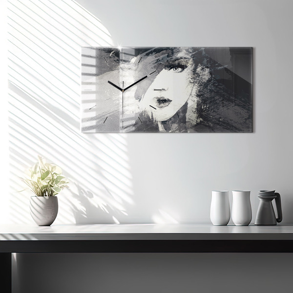 Horizontale Uhr mit motiv Frau - Aquarell