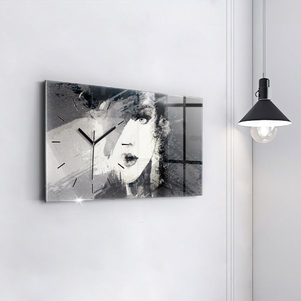 Horizontale Uhr mit motiv Frau - Aquarell
