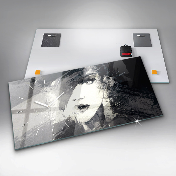 Horizontale Uhr mit motiv Frau - Aquarell