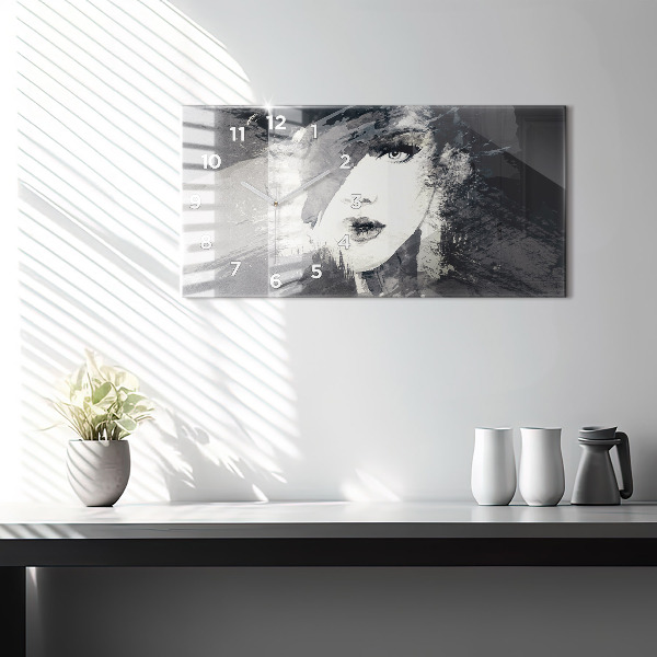 Horizontale Uhr mit motiv Frau - Aquarell