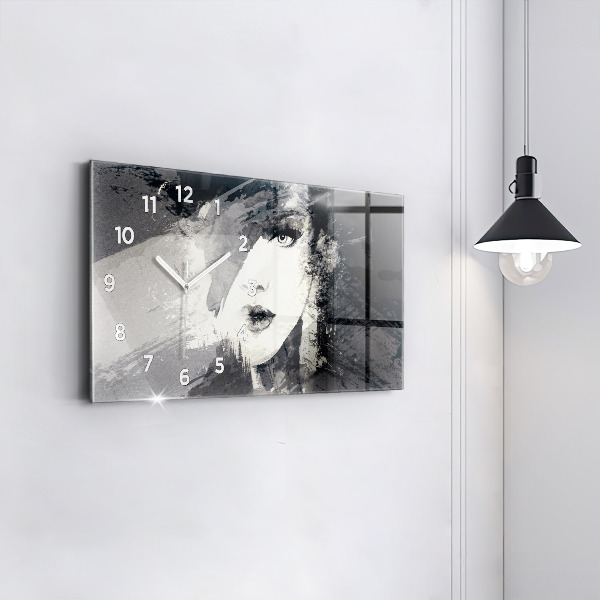 Horizontale Uhr mit motiv Frau - Aquarell