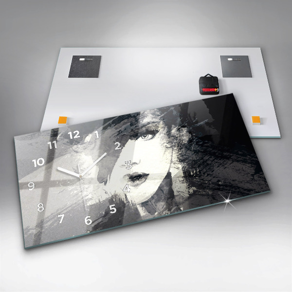 Horizontale Uhr mit motiv Frau - Aquarell