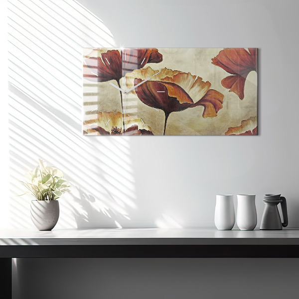 Horizontale Uhr mit motiv Gemalte Mohnblumen