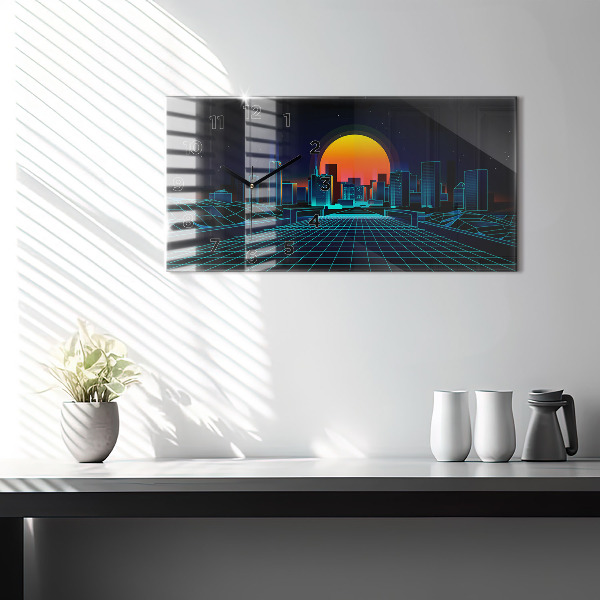 Horizontale Uhr Cyberspace Stadt