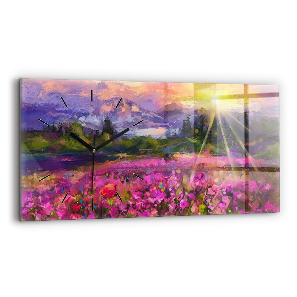 Horizontale Uhr mit motiv Landschaft aus Natur und Blumen
