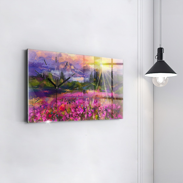 Horizontale Uhr mit motiv Landschaft aus Natur und Blumen