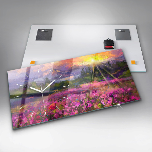 Horizontale Uhr mit motiv Landschaft aus Natur und Blumen