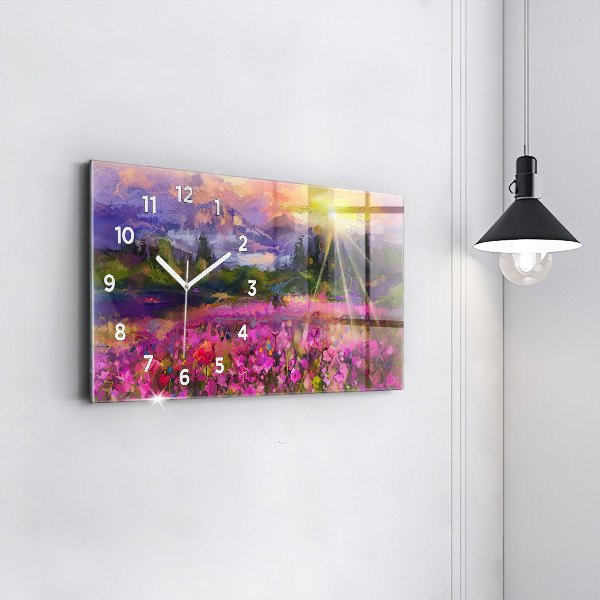 Horizontale Uhr mit motiv Landschaft aus Natur und Blumen