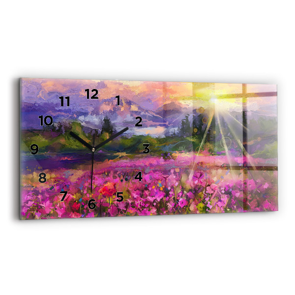 Horizontale Uhr mit motiv Landschaft aus Natur und Blumen