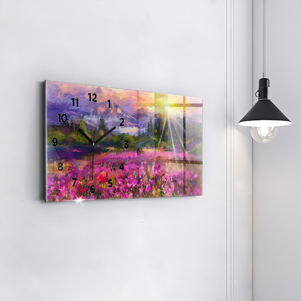 Horizontale Uhr mit motiv Landschaft aus Natur und Blumen