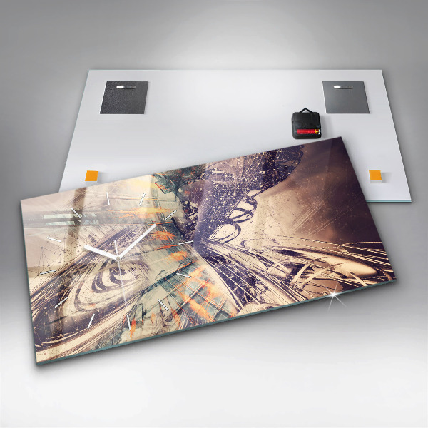 Horizontale Uhr mit motiv Abstrakter Mechanismus