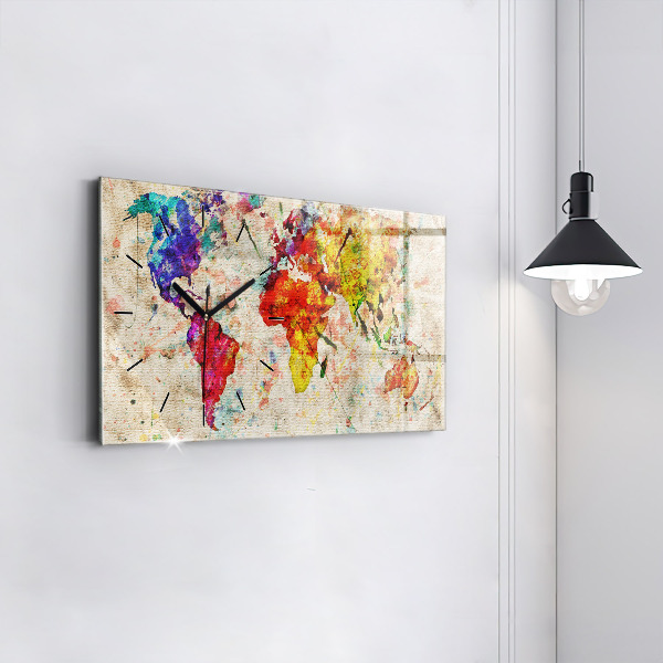 Horizontale Uhr mit motiv Farbige Weltkarte