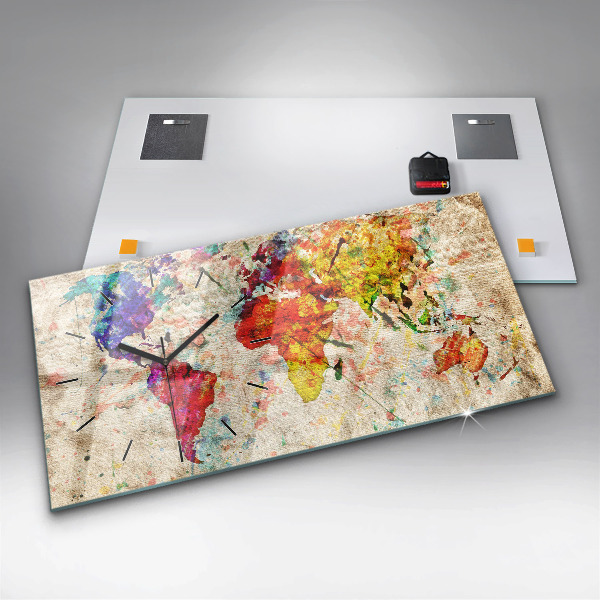 Horizontale Uhr mit motiv Farbige Weltkarte