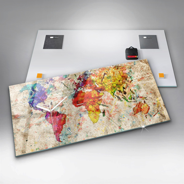 Horizontale Uhr mit motiv Farbige Weltkarte