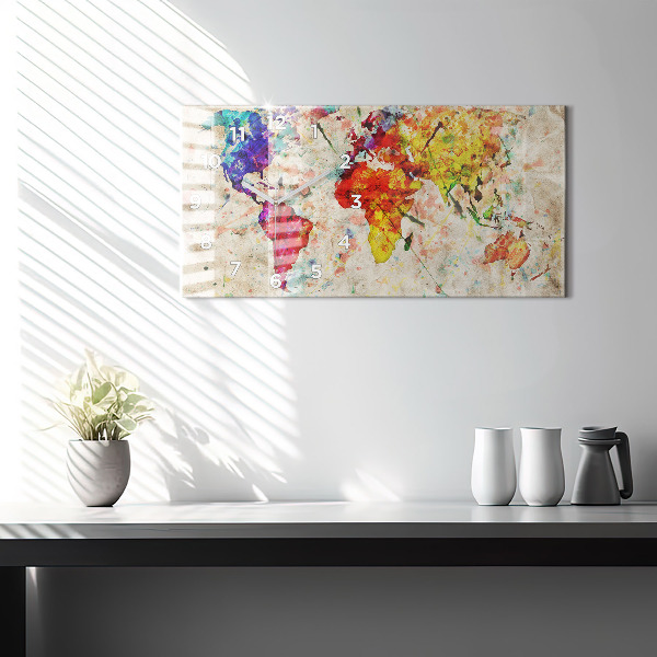 Horizontale Uhr mit motiv Farbige Weltkarte