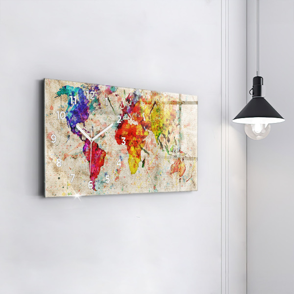 Horizontale Uhr mit motiv Farbige Weltkarte