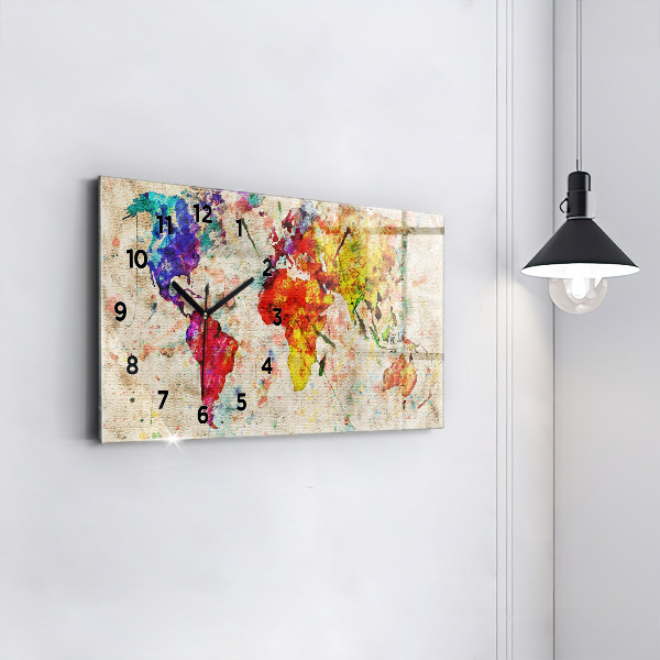 Horizontale Uhr mit motiv Farbige Weltkarte