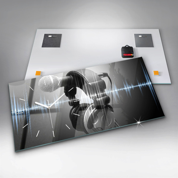 Horizontale Uhr Mikrofon und Kopfhörer