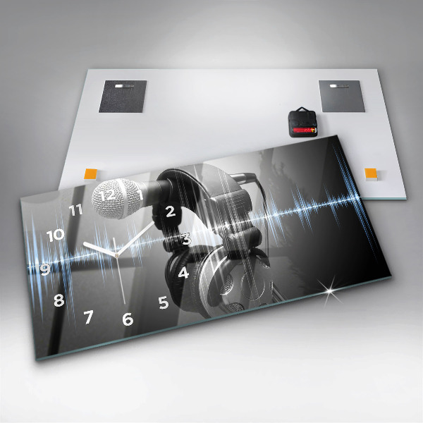 Horizontale Uhr Mikrofon und Kopfhörer