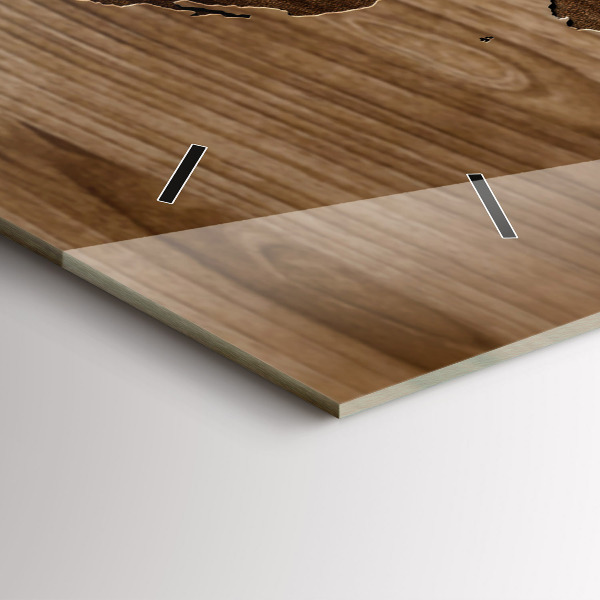 Horizontale Uhr Weltkarte auf Holz
