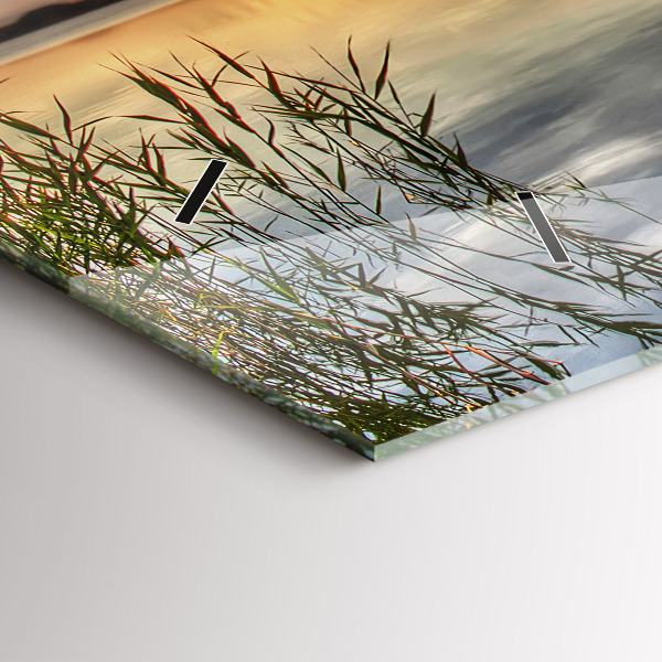 Horizontale Uhr mit motiv Sonnenuntergang See