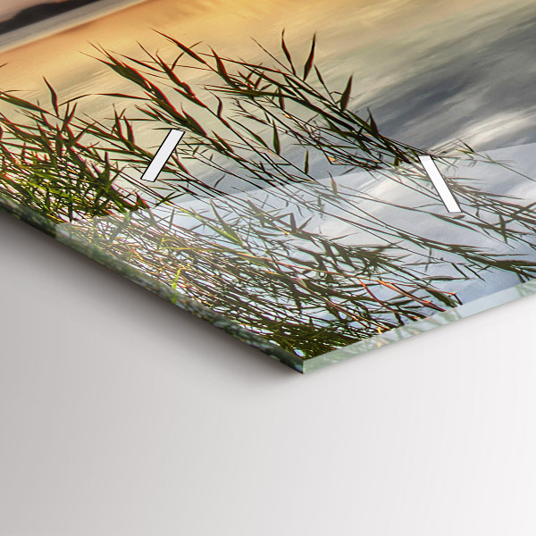 Horizontale Uhr mit motiv Sonnenuntergang See