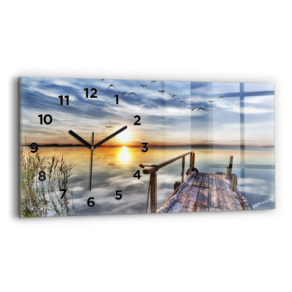 Horizontale Uhr mit motiv Sonnenuntergang See