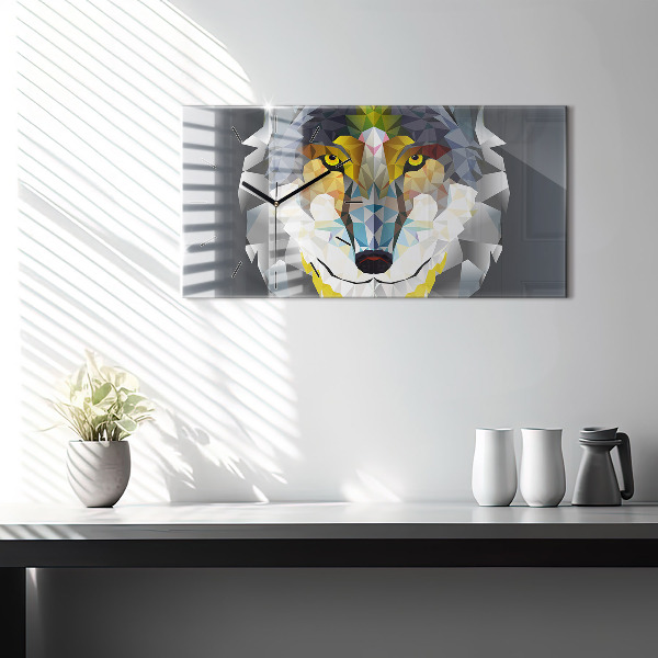 Horizontale Uhr mit motiv Wolfskopf