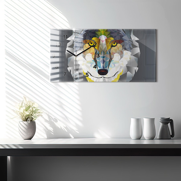 Horizontale Uhr mit motiv Wolfskopf