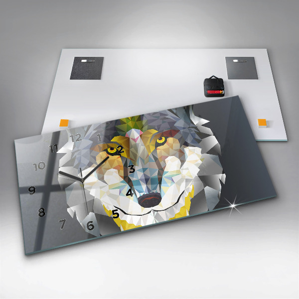 Horizontale Uhr mit motiv Wolfskopf