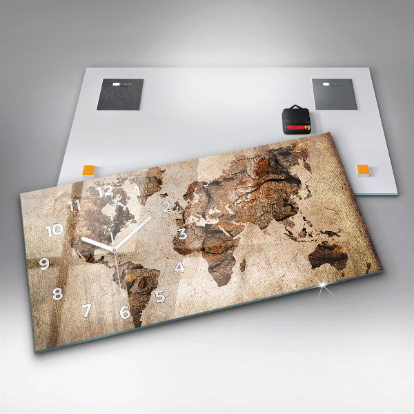 Horizontale Uhr Alte Weltkarte