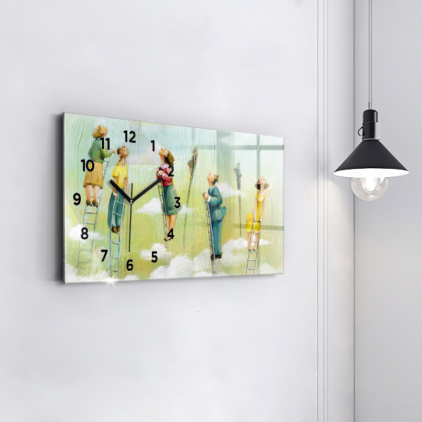 Horizontale Uhr Menschen auf einer Leiter