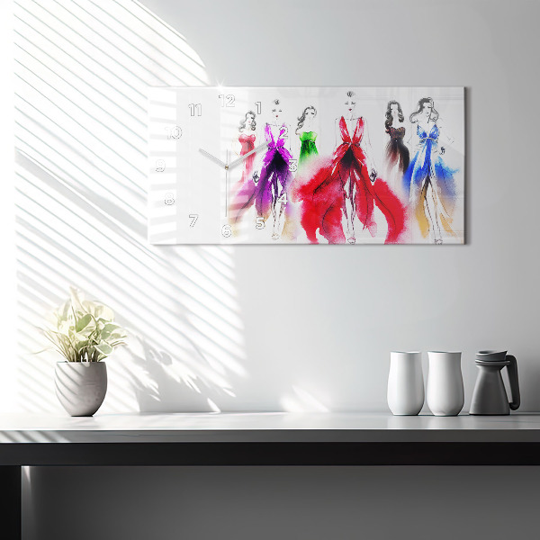 Horizontale Uhr Frauen in bunten Kleidern