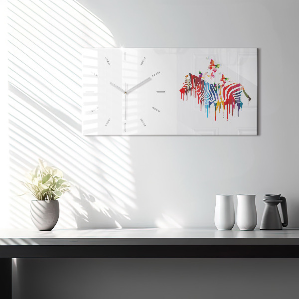Horizontale Uhr mit motiv Buntes Zebra