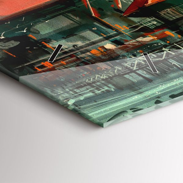 Horizontale Uhr mit motiv Fischerdorf