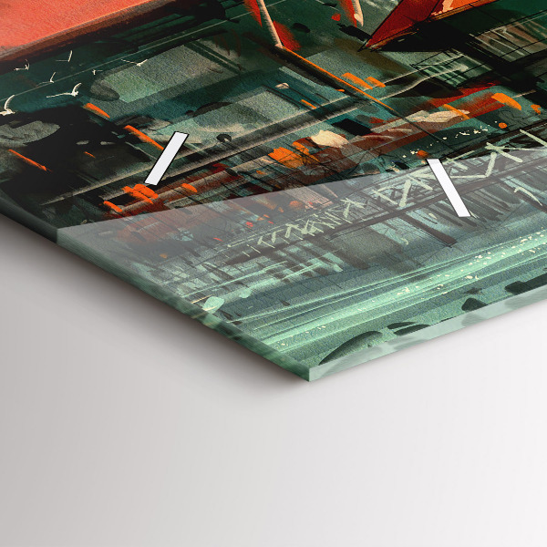 Horizontale Uhr mit motiv Fischerdorf