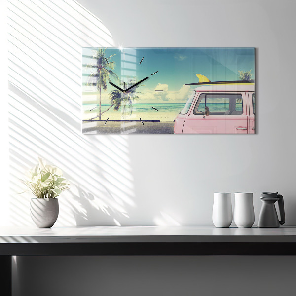 Horizontale Uhr mit motiv Auto mit Surfbrett