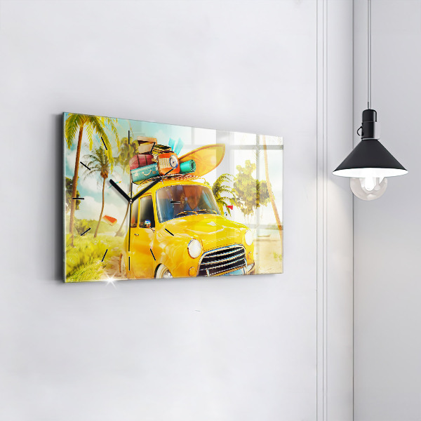 Horizontale Uhr mit motiv Auto mit Surfbrett