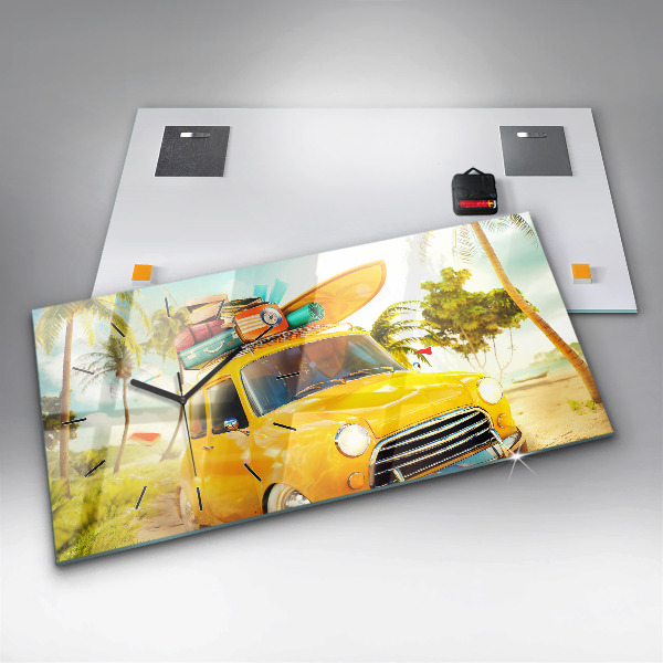 Horizontale Uhr mit motiv Auto mit Surfbrett