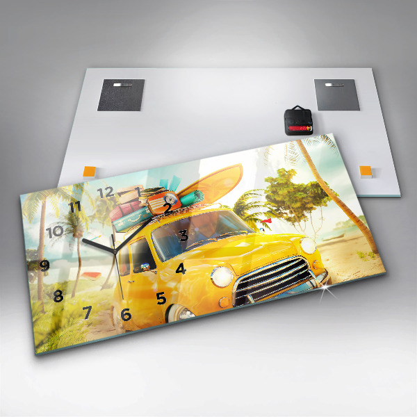 Horizontale Uhr mit motiv Auto mit Surfbrett