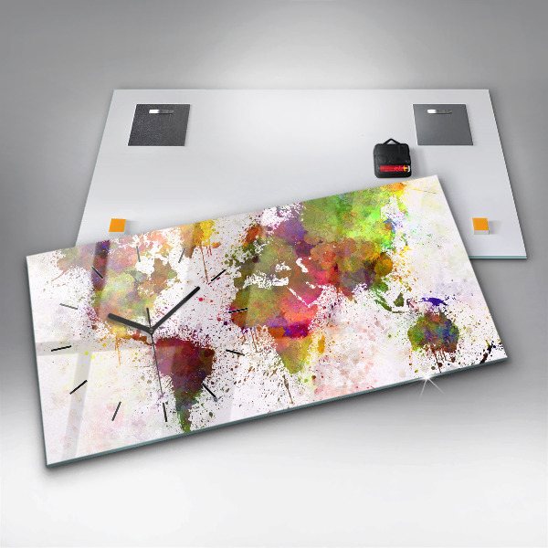 Horizontale Uhr Aquarellierte Weltkarte