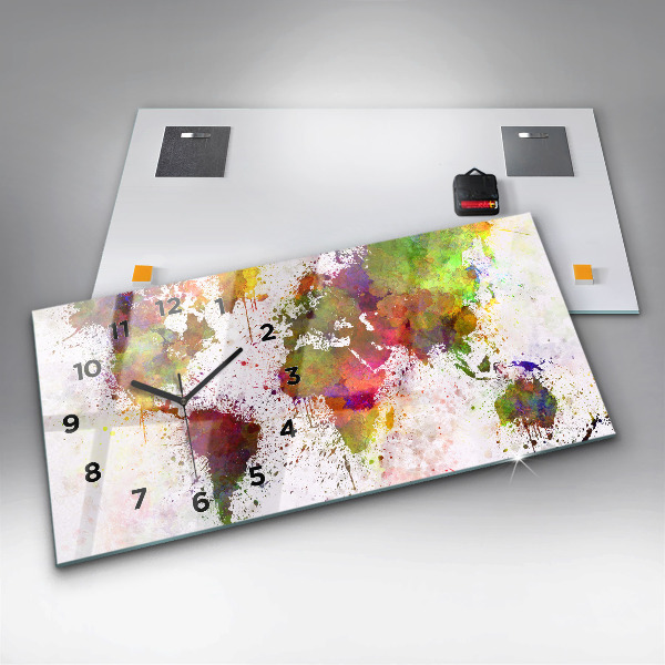 Horizontale Uhr Aquarellierte Weltkarte