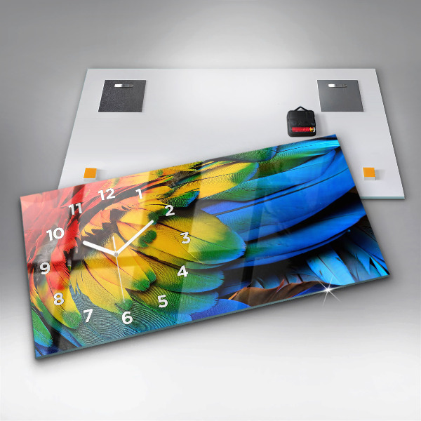 Horizontale Uhr Ara-Vogel Bunte Flügel