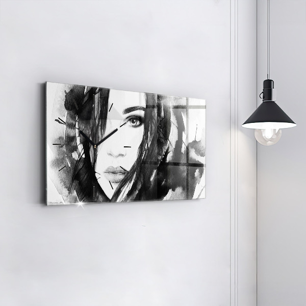 Horizontale Uhr mit motiv Porträt einer Frau Aquarell