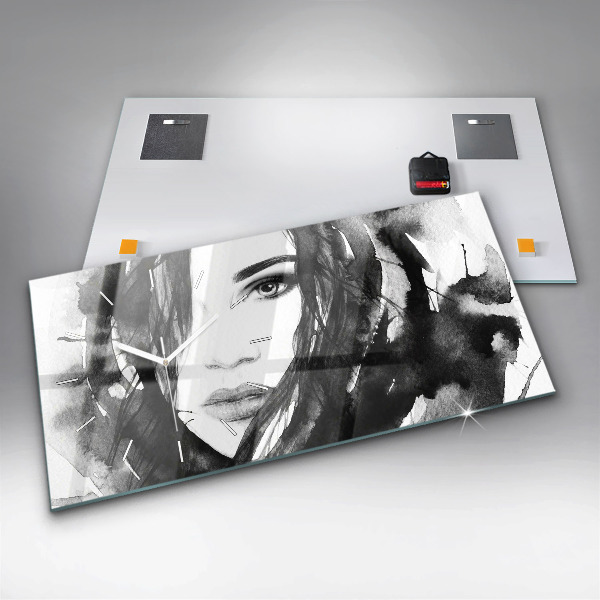 Horizontale Uhr mit motiv Porträt einer Frau Aquarell