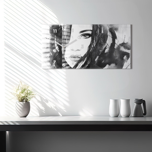 Horizontale Uhr mit motiv Porträt einer Frau Aquarell